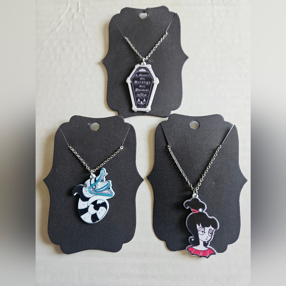 Beetlejuice Necklace Trio - Strange & Unusual, Sandworm, Lydia Deetz